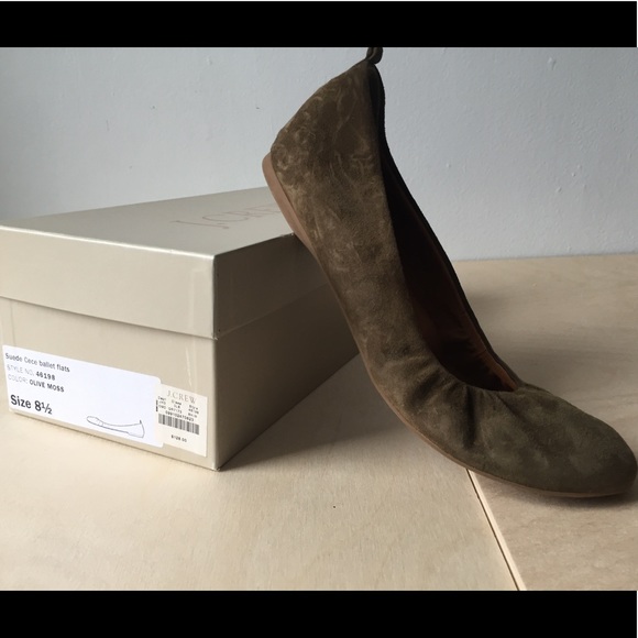 J Crew olive green suede ballet flats. - Picture 7 of 8